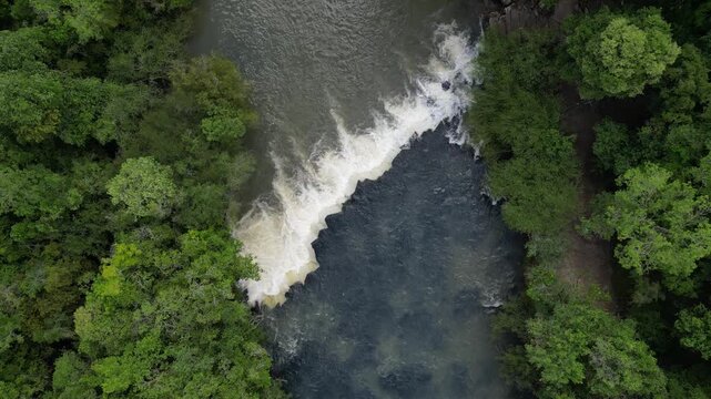 Drone view of Cu&ntilde;a Piru falls in Misiones, Argentina