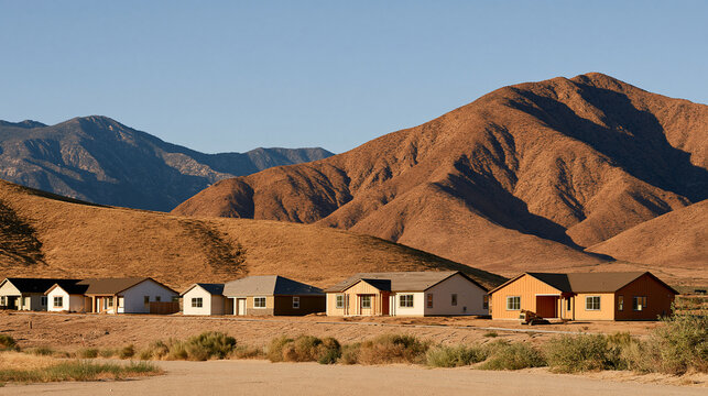 New housing development expanding across a rural landscape, several modern homes being constructed to meet growing demand, residential growth, property development, community