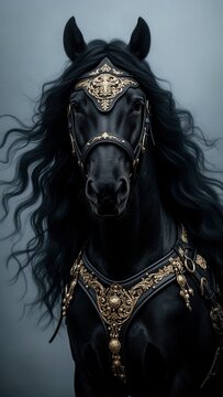 caballo negro, caballo, equino, semental, caballo de raza, caballo elegante, caballo majestuoso, animal, retrato de caballo, primer plano, cabeza de caballo, caballo de perfil, crin negra, ojos oscuro