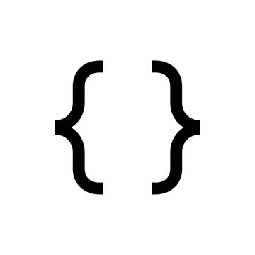 Black curly brackets code symbol icon on transparent background.