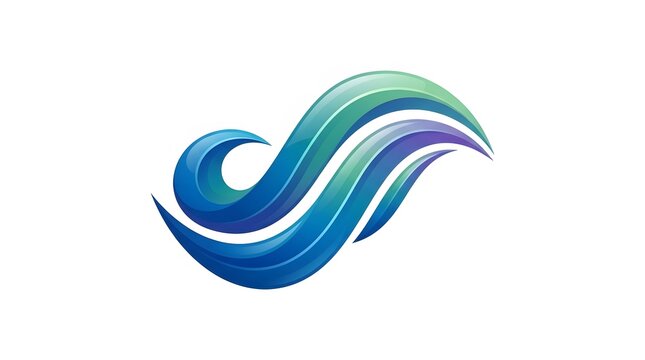 Abstract blue ocean wave vector illustration with fluid curves and modern gradient colors for corporate branding identity design on white background