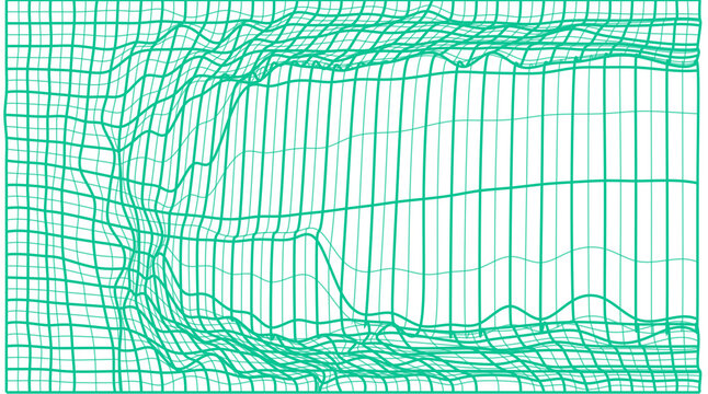 Abstract digital background with wavy lines creating a grid pattern for design and art use transparent background