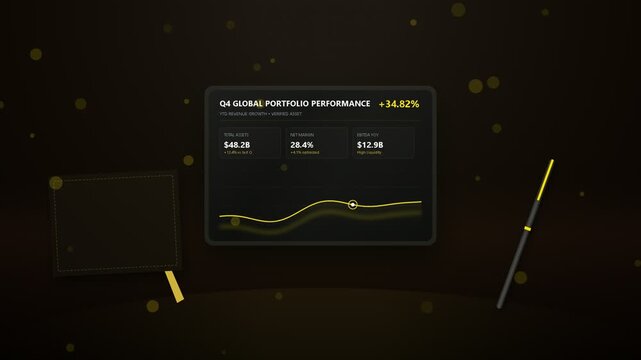 Q4 global portfolio performance dashboard infographic