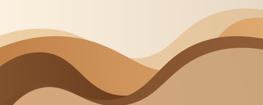 Abstract brown beige modern wave layered background for aesthetic presentation design banner