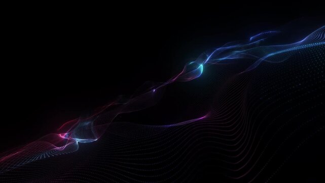 4K Blue and Magenta Light Trails Isolated on Black. Abstract Diagonal Flowing Ribbons Background Video for Elegant Motion Graphics, Celebration Intros and Title Overlays