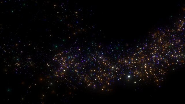 4K Gold and Blue Glitter Particle Band Isolated on Black. Sparkling Abstract Background Video for Wedding Titles, Anniversary Greetings and Holiday Overlays