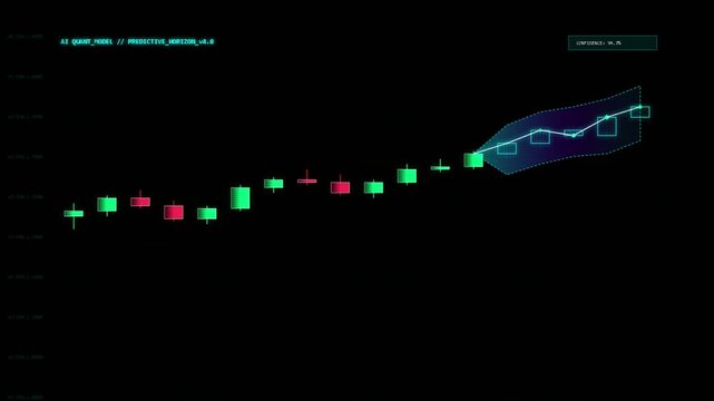 Ai financial predictive chart with candlestick data analysis