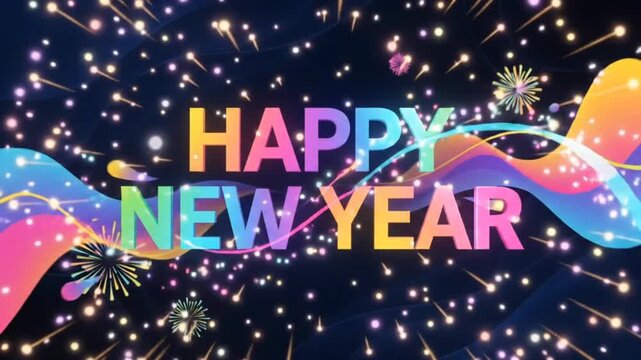 Vibrant Colorful Gradient 3 2 1 New Year Countdown Animation with Abstract Shapes and Modern Happy New Year Typography