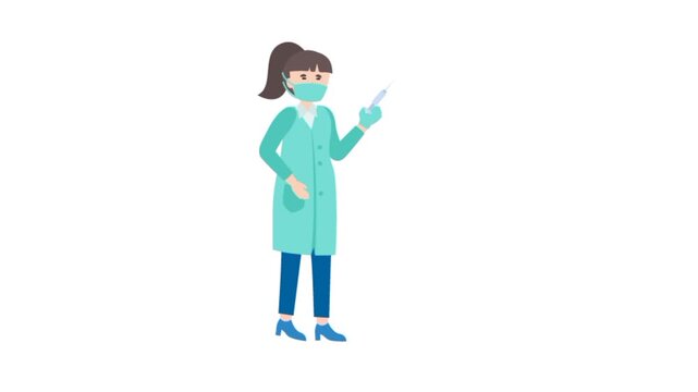 Doctor with injection and syringe 3d cartoon characters animation