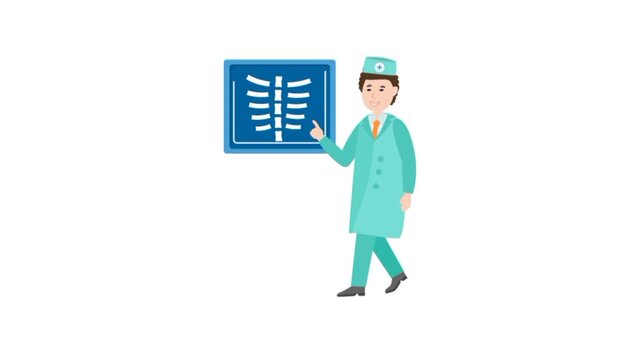 Doctor with x-ray medical and health care 3d cartoon characters animation