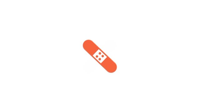 First-aid antiseptic and waterproof adhesive bandages 3d icon animation 4k loop video.