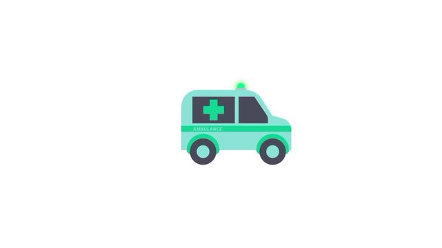 Ambulance medical emergency vehicle 3d icon animation