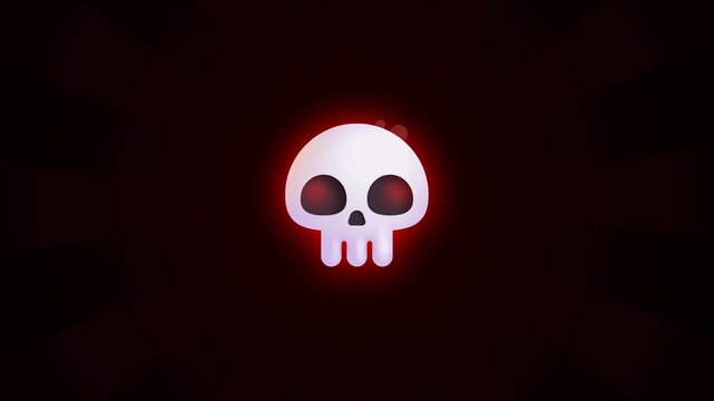 Minimalist white skull icon glowing with red aura on black