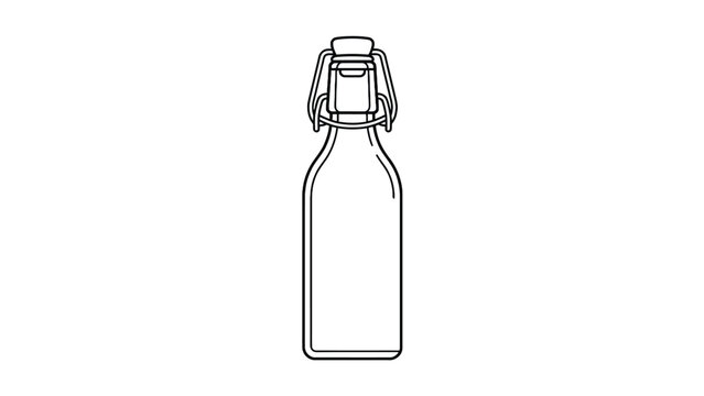 Minimalist swing top glass bottle line art vector icon with clean black outlines