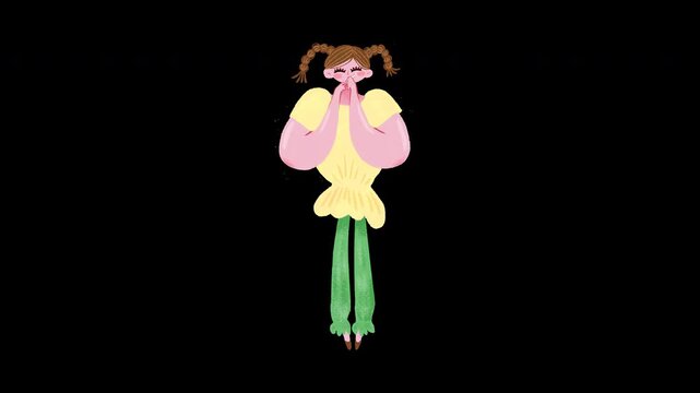 Cute Girl Giggling with a Mischievous Smile Animation