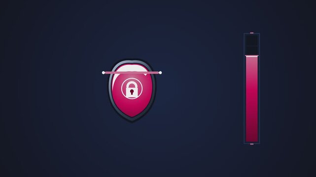 Digital Security Shield Icon with Progress Indicator Bar for Cyber Protection and Data Privacy Concepts