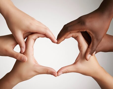 Hands forming a heart shape representing diversity unity love togetherness support and community