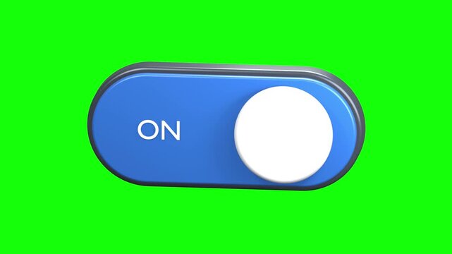 3D on off toggle switch animation on green screen