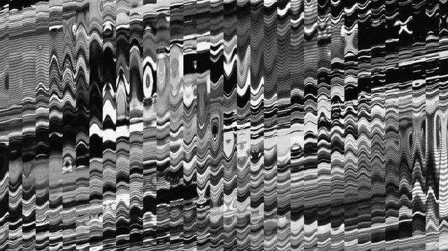 Monochrome Silver Gray Pixel Sorting Glitch Video Loop with Digital Noise Distortion Flow for Futuristic Cyberpunk Music Stage Screen Visuals Backdrop