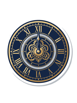 Ornate vintage steampunk mechanical clock face with detailed gold and silver gears and intricate design