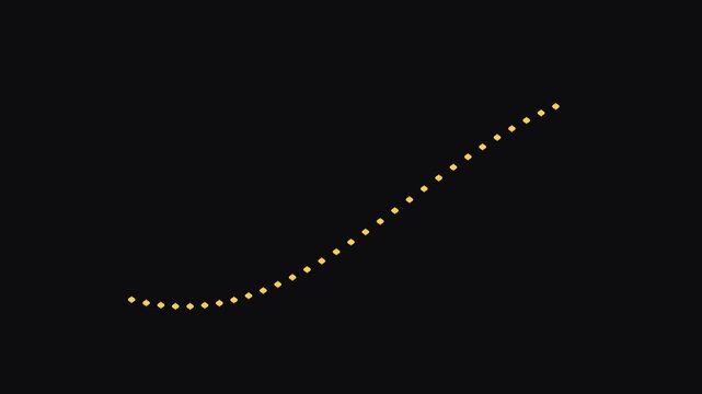 Abstract yellow dot animation forming wave shapes on black background for digital motion graphics projects