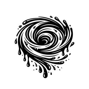 Black Whirlpool Swirl Liquid Splash Vortex Vector Illustration