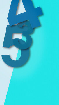 Fragmented blue 3D digits rest on a bright aqua field with soft shadows, creating a dynamic texture for data, progress, and countdown visuals.