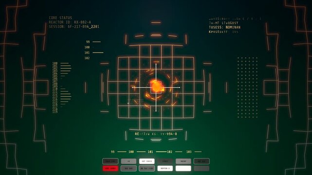 Futuristic sci-fi HUD displaying critical reactor failure warning, structural integrity collapse alerts, and nuclear power system telemetry.