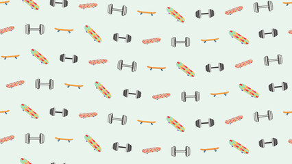Skateboards and Dumbbells Pattern © Dalton