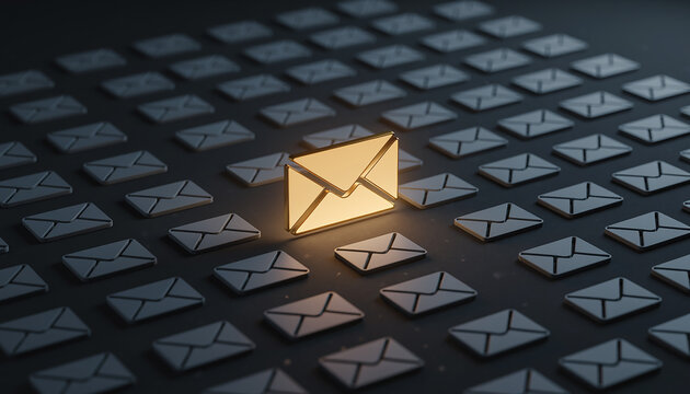 Glowing Golden Email Concept Generative AI