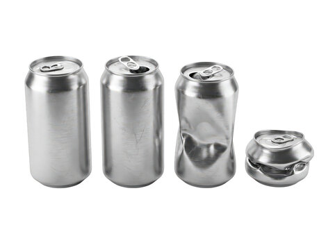 Four stainless steel cylindrical containers