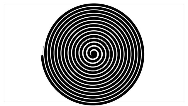 Abstract black and white hypnotic spiral swirl pattern for optical illusion background and graphic design element