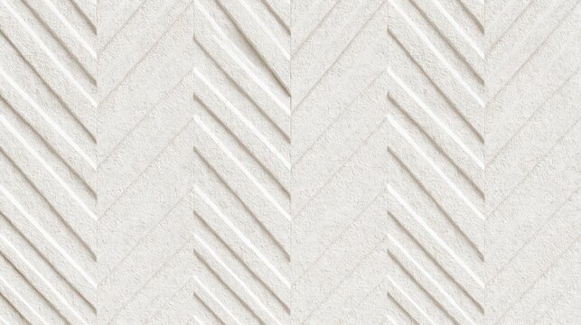 Seamless white herringbone pattern with embossed diagonal ridges and granular texture on a matte surface
