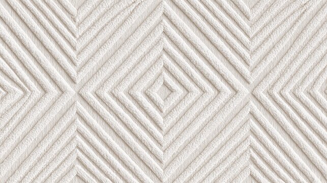 Seamless white with embossed geometric diamond pattern and parallel diagonal lines texture
