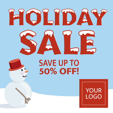 Holiday Sale Square Banner Ad for Digital Advertising, Social Media Posts, Retail Sale Tag, Ad Campaigns