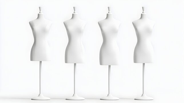 Four white female mannequin dummies isolated on white background background Stock Illustration