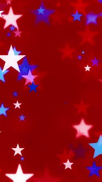 Twinkling confetti stars for America's Independence Day. USA backgrounds border with soft star shapes for American celebrations 4th of July, Memorial Day, Veteran's Day, or patriotic US holidays.