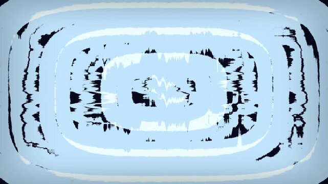 Abstract blue shape morphing and expanding across dark background with glitch effect