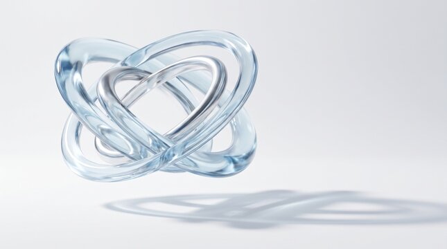 Abstract Interlocking Glass Loops Object on White Background