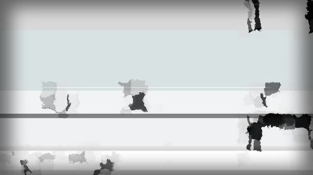 Abstract digital glitch effect video with distorted black and white patterns and scanlines for transitions