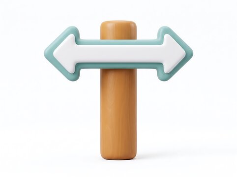Minimalist 3D directional arrow signpost illustration with signpost direction navigation pointers