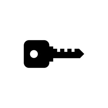 Minimalist black key icon security access symbol isolated on white background