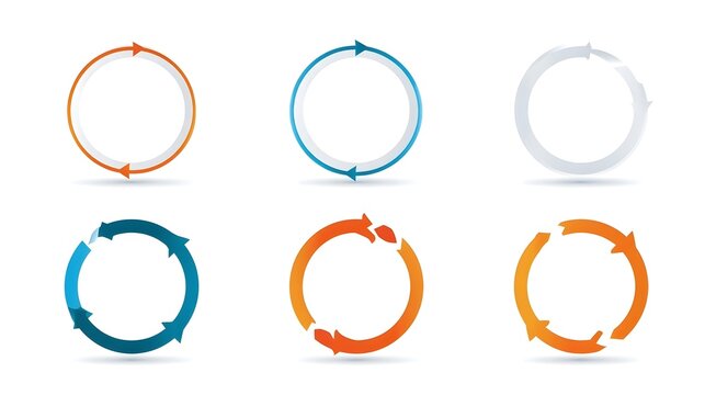 Infographic circle arrows diagram set. Circular arrows chart template 2-5 steps options. cycle diagram design for business presentation, vector illustration. Stock Vector
