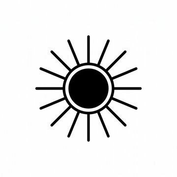 Clean black sun ray icon sunny weather summer symbol isolated on white background