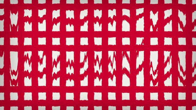 Grid lines appearing on white background forming checkered pattern red ink brush stroke artistic graphic loop