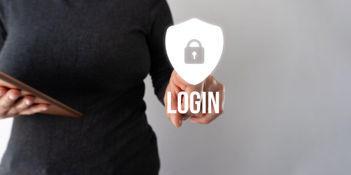 Hand holding shield with lock symbol
