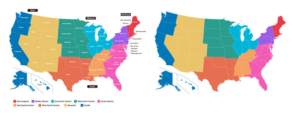 Obraz premium USA map with states isolated on a white background. United States of America map. Vector illustration
