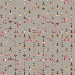 Anchor and Lighthouse Seamless Pattern © yunda
