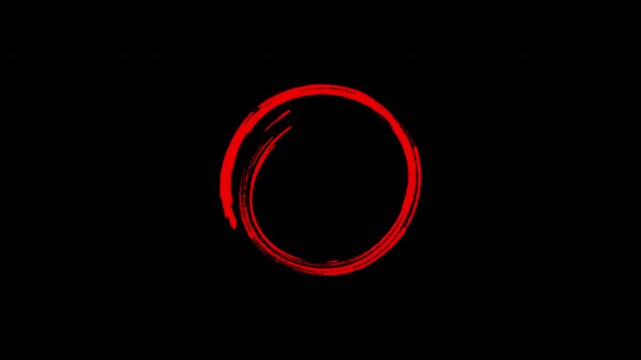Hand drawing red circular brushstroke creates a bold vibrant modern minimal symbol.