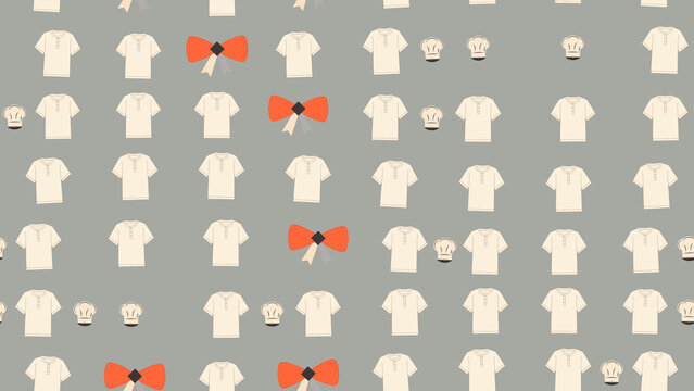 Pattern of t-shirts, chef hats, and bows